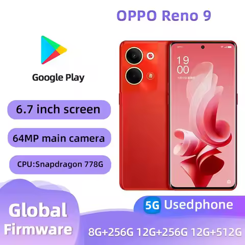 oppo Reno9 5G Android CPU Qualcomm Snapdragon 778G 6.7 inch Unlocked 12GB RAM 256GB ROM All Colours 