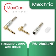 Maxcon 6.35MM TS WITH SPRING (L Shape)  Audio Mono Connector For Guitar Keyboards = TYS-218GL/NF