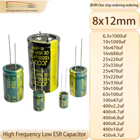 8x12 2.2uf 4.7uf 6.8uf 8.2uf 10uf 47uf 100uf 220uf 330uf 470uf 680uf 1000u capacitor 6.3v 10v 16v 25