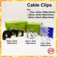 (1box) Cable clips 7mm 22mm 35mm for Cable/ PVC  pipe/ Air cond Copper Pipe