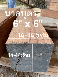 ไม้เสานาคบุตร(ตามสภาพ)(Wood) 6" x 6" ชื่อไม้Naka Wood มีสีแดงแกมชมพู เนื้อแข็งมากๆๆ (ไสกบพร้อมนำไปใช