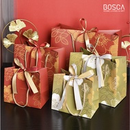 MERAH Bosca Living - Red Peony Paper Bag Chinese New Year/Paper Bag Chinese New Year/Premium Paper Bag Red Leaf/Luxury Goodie Bag Bag/Gift Bag/Chinese New Year Paper Bag