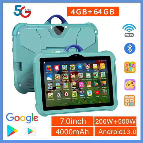 2025 New Arrival 7 Inch 5G WiFi Kids' tablets Quad Core 4GB RAM 64GB ROM Google Learning Education V