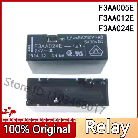 10Pcs/lot 100% New F3AA024E 5V 12V 24V F3AA005E F3AA012E 5A 4pin Relay