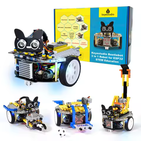 Keyestudio ESP32 Robot Smart Car Kit+11 Projects For Arduino ESP32 Robot Car Scratch/Python Programm