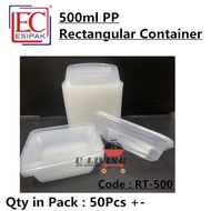 EC RT-500 500ml PP Rectangular Container / Bekas Makanan Plastik 500ml
