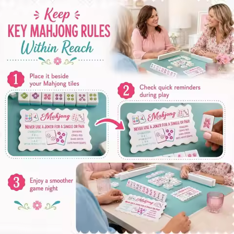American Mahjong Line Finder Card Set Acrylic 4 Piece Rule Reminder Cards with Dragon Soap Prompts f