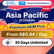 Pacific Internet Asia Pacific Travel eSIM High Speed Data 30 Days 4-8GB + Unlimited Data | Email Del