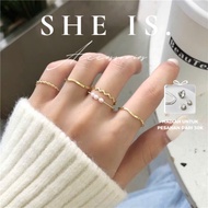 2-color stainless titanium ring Set - Very beautiful ring for women, flattering skin, slim hands | O