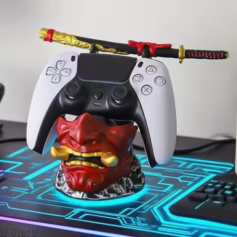 Creative Ghost Warrior Statue Desktop Game Controllers Game Console Handle Holder Phone Tablet Brack