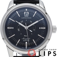 浪琴錶 Conquest Heritage 中央動力儲存腕錶 38毫米 L1.648.4.52.2，附錶盒、保固卡、不鏽鋼/皮錶帶，男士腕錶，黑色，拋光，成色極佳 [二手]