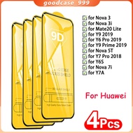 4Pcs 9D Full Cover Tempered Glass for Huawei Mate20 Lite Nova 3 3i 7i Y9 Prime Y6S Y6 Pro Nova 5T