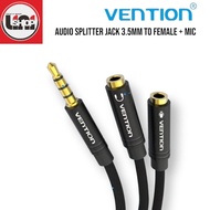 Vention Aux Audio Splitter 3.5mm Male to 2 Female Audio & Mic Aux Cable - Splitter audio mic - BBVBY