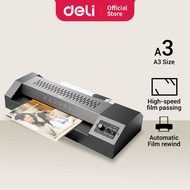 Deli Heavy Duty Laminator Machine Mesin Laminate Hot/Cold Laminating (50-175mic - Supports Up to A3)