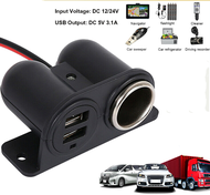 Universal Car Charger 3.1A Dual USB 12V/24V C-igarette Lighter Dual Hole Power Socket