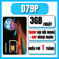 Sim Vinaphone Vào Mạng Nghe Gọi MIỄN PHÍ 1 Tháng Đầu Gói D79P - COMBO NGHE GỌI VÀ DATA DÙNG THẢ GA -