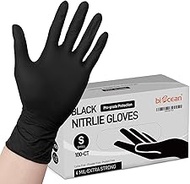 biocean Nitrile Cleaning Gloves Black Disposable Nitrile Gloves, Powder Free, Cooking Gloves, Latex-Free