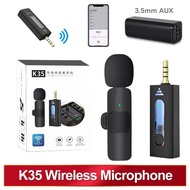 \ud83c\udfa4【Readystock】 + FREE Shippin \ud83c\udf99 K35 Wireless Lavalier Microphone Portable Audio