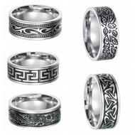 1 Piece Stainless Steel Hip Hop Retro Dropping Oil Ring Personality Punk Hip Hop Black Ring 8mm