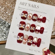 Manicure New Year's Eve New Year's Eve Cute Handmade Manicure Wearable Nails Awakening Lions Prosper