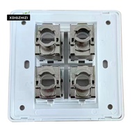 4 Sockets CAT6A RJ45 Faceplate LAN Network Outlet Jack Shielded Ethernet Wall Panel Board 86x86mm Ne
