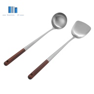 Wok Spatula and Ladle Tool Set, 17 Inches Spatula for Wok, Stainless Steel Wok Spatula