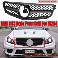 AMG สไตล์ Matte Black Grille Grill สำหรับ Mercedes W204 C-Class C180 C200 C230 C280 C300 C350 08-14