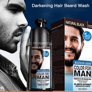 [Ammonia-Free Formula] Men Beard Dye Cream/Moustache Color/Natural Black/200ml/Long-Lasting Beard Ca