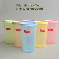 (2pcs) Plastic Cups + Viola Lids GlassLARGES Airtight Plastic Mugs Plastic Viola Cups Plastic Drinki
