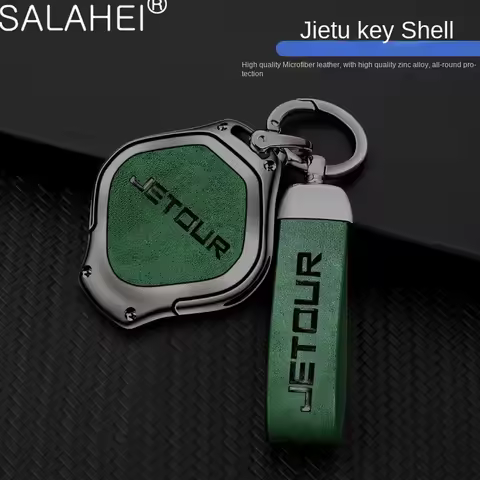 Metal & leather car key case cover Shell holder keychain for Chery jetur dashing X-1 plus DTC IDM 20