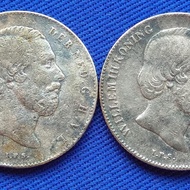 Borongan 2 Keping Setengah Gulden Willem III 1862 1863 Koin Perak Kuno