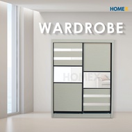 FREE INSTALL Almari Baju Wardrobe Sliding Door Anti-Jump Mirror Melamine Cabinet Clothes 5ft x 7ft |