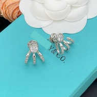 Tiff New Style Full Diamond Earrings Ladies Single Round Diamond Claw with Diamond Earrings Earrings
