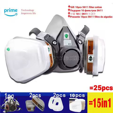 27Pcs 6200 Mask or 9in1 6200 Half Facepiece Gas Mask Respirator With 6001/2097 Filter Fit Painting S