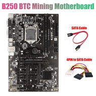 B250 BTC Mining Motherboard with 4PIN To SATA Cable+SATA Cable 12XGraphics Card Slot LGA 1151 DDR4 U