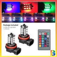 H8 H11 LED BULB WITH REMOTE 27 SMD 5050 RGB Light Bulb Spotlight Headlamp Headlight Lampu Besar Lamp