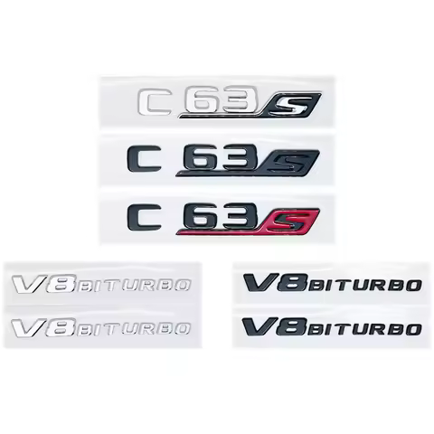 3D Chrome Black ABS Emblem for Mercedes-Benz AMG C63s Coupe - V8 Biturbo Letters Nameplate Sticker f