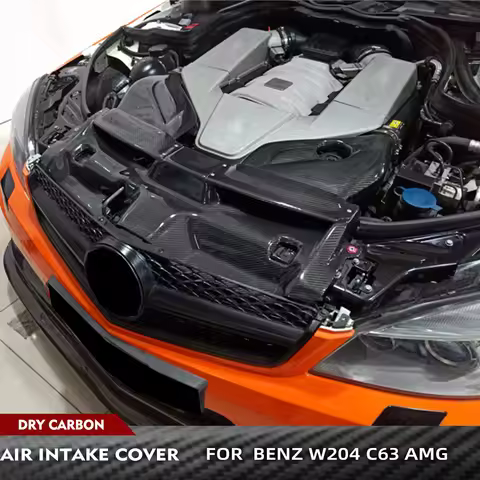 DRY Carbon Fiber Car Air Intake Filter Cover for Mercedes-Benz C-Class W204 C204 C63 AMG S Sedan Cou