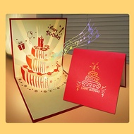 Birthday Wish Card Greeting Use For Wishes Cake Shape Hollow Carving Design With Music And Lights