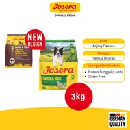 JOSERA LAMB & RICE 3kg - Single Protein Adult Dog Food (Domba), Gluten Free, Easy to Dignity