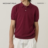 TWENTYSECOND เสื้อโปโลแขนสั้นผ้า Knit รุ่น Nico Knit Polo - แดง / Maroon