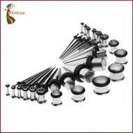 [kokiya] 36 Pieces Stainless Steel Ear Gauges Stretching Kit Plug and Taper 14G-00G Expander