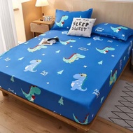 3 In 1 Cartoon Fitted Bedsheet Cover Set Cute Mattress Protector Cover King Queen Single Size Bed Sheet Set with 2 Pillowcase