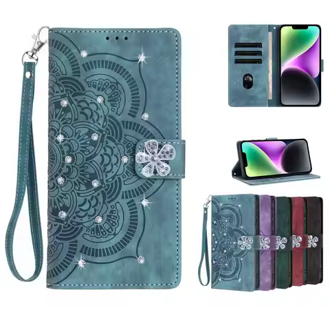 Glitter Flip Case For Samsung Galaxy S25 FE S24 Ultra S23 Plus S22 S21 S20 Leather Lanyard 3 Cards H