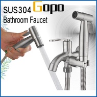 Gopo Faucet FULL SET 304 Stainless Steel Two Way Tap Bathroom Faucet with Bidet Spray Holder and Flexible Hose