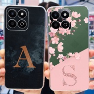 For Honor Play 60 Plus Case ALT-AN00 Shockproof Cover Fashion Flower Letters Clear TPU Soft Bumper F