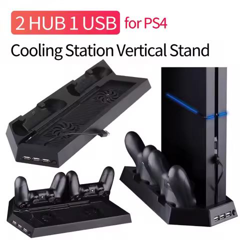 Vertical Console Stand 2 Controller Charger Dock Charging 2 Cooling Fan for Sony Playstation 4 Acces