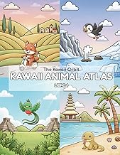 KAWAII ANIMAL ATLAS: LIBRO 1: Libro da colorare educativo con animali kawaii, oggetti culturali e ma