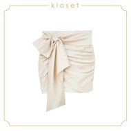 KLOSET Bow Mini Skirt (SS20-S001) กระโปรงสั้นแต่งดีเทลโบว์ ผ้าสีพื้น
