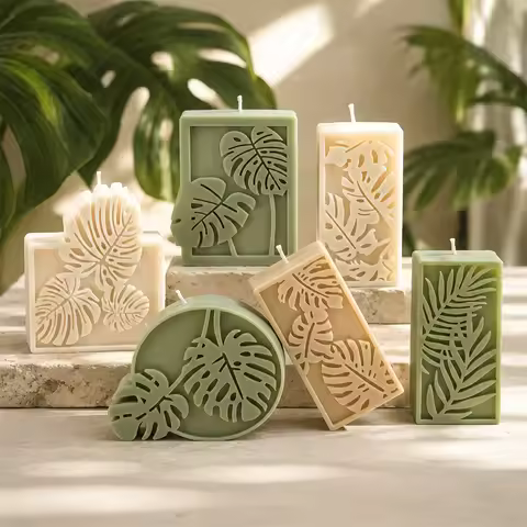 Monstera Leaf Silicone Candle Mold Tropical Plant Design DIY Handmade Candle Making Mold Botanical S